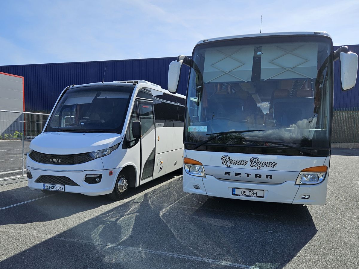 Two of the RSC Buses fleet parked side by side